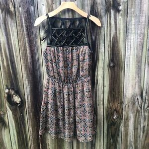 Rachel Roy Brown Multi Pattern Blouson Dress Sz M